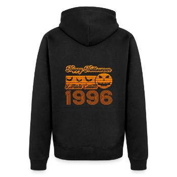 Pumpkin Halloween Birthday Year of Construction 1996 Vintage - Unisex Premium Organic Zip Hoodie - black - Back - Nico (187cm)