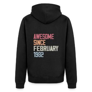 Februar 1982, 42. Jahrestag 1982 Februar 42 Jahre - Unisex Premium Bio Zip Hoodie - Schwarz - Hinten - Nico (187cm)