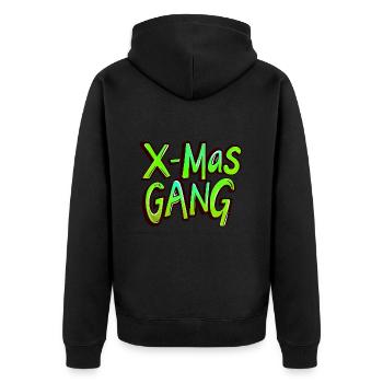 X-Mas Gang Weihnachten Spruch - Unisex Premium Bio Zip Hoodie - Schwarz - Hinten - Nico (187cm)