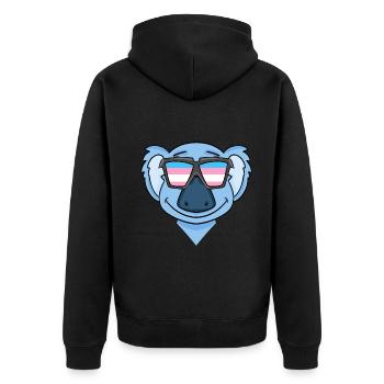 Transgender Transsexuell Koala Geschenk - Unisex Premium Bio Zip Hoodie - Schwarz - Hinten - Nico (187cm)