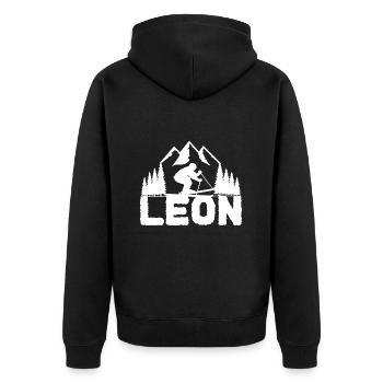 Ski skier First name Leon Name Skis Winter sports - Unisex Premium Organic Zip Hoodie - black - Back - Nico (187cm)