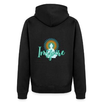 Inspire Lebe Deine Inspiration - Unisex Premium Bio Zip Hoodie - Schwarz - Hinten - Nico (187cm)