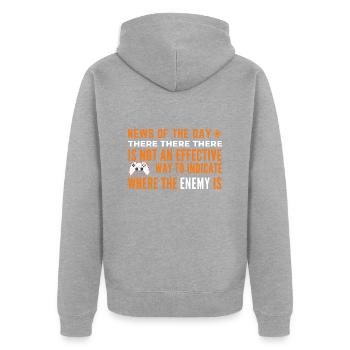 Hinweis, um den Feind zu finden - Unisex Premium Bio Zip Hoodie - Grau meliert - Hinten - Nico (187cm)