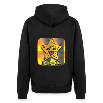 1+1=11 | Stern - Unisex Premium Bio Zip Hoodie - Schwarz - Hinten - Nico (187cm)