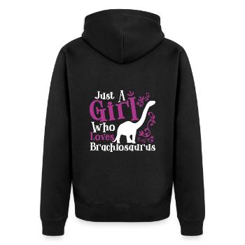 Juste une fille qui aime Brachiosaurus - Veste à capuche bio Premium Unisexe - noir - Dos - Nico (187cm)