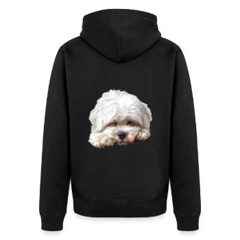 Maltese - Unisex Premium Bio Zip Hoodie - Schwarz - Hinten - Nico (187cm)