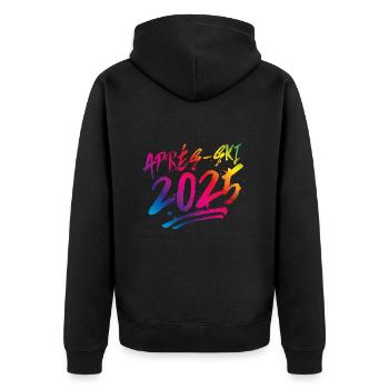 Après Ski 2025 Multicolored - Unisex Premium Organic Zip Hoodie - black - Back - Nico (187cm)