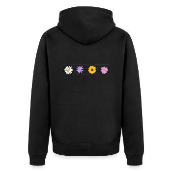 Bunte Blumen - Unisex Premium Bio Zip Hoodie - Schwarz - Hinten - Nico (187cm)