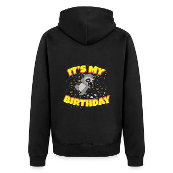 Anniversaire du lémurien - Veste à capuche bio Premium Unisexe - noir - Dos - Nico (187cm)