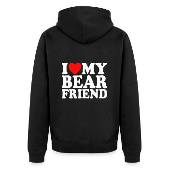 J'Aime Mon Petit Ami Ours - Veste à capuche bio Premium Unisexe - noir - Dos - Nico (187cm)
