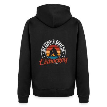 Eishockey - Unisex Premium Bio Zip Hoodie - Schwarz - Hinten - Nico (187cm)