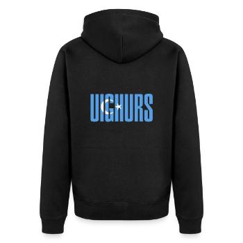Uighurs Uiguren - Unisex Premium Bio Zip Hoodie - Schwarz - Hinten - Nico (187cm)