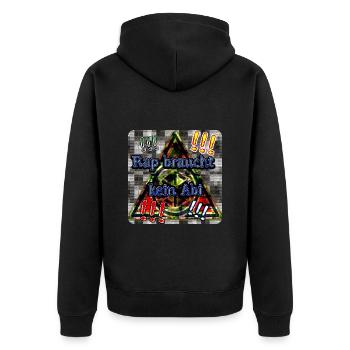 Rap braucht kein Abi - Club WoW - Unisex Premium Bio Zip Hoodie - Schwarz - Hinten - Nico (187cm)