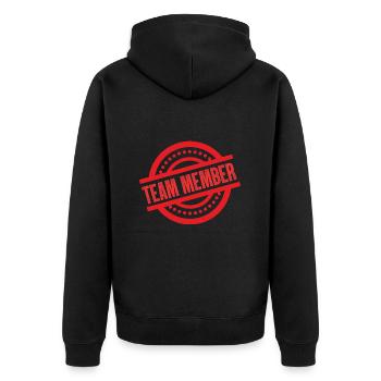 Team Mitglied - Unisex Premium Bio Zip Hoodie - Schwarz - Hinten - Nico (187cm)