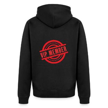Vip Mitglied - Unisex Premium Bio Zip Hoodie - Schwarz - Hinten - Nico (187cm)