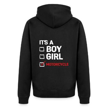 Tiny House - Unisex Premium Bio Zip Hoodie - Schwarz - Hinten - Nico (187cm)