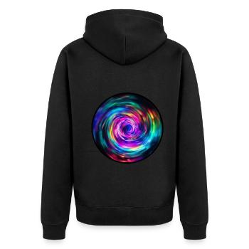 ZEITREISE - Unisex Premium Bio Zip Hoodie - Schwarz - Hinten - Nico (187cm)