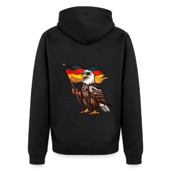 Deutschland Adler Germany Flag Eagle - Unisex Premium Bio Zip Hoodie - Schwarz - Hinten - Nico (187cm)