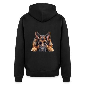 German Sheperd - Unisex Premium Bio Zip Hoodie - Schwarz - Hinten - Nico (187cm)