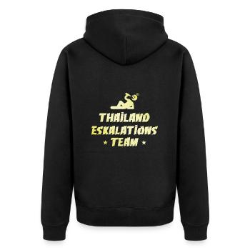 Thailand Escalation - Unisex Premium Organic Zip Hoodie - black - Back - Nico (187cm)