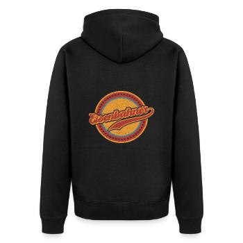 Eisenbahner Eisenbahn Zug Lokomotive Beruf Vintage - Unisex Premium Bio Zip Hoodie - Schwarz - Hinten - Nico (187cm)