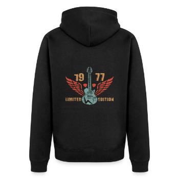 Gitarre Gitarrenspieler Gitarristin 1977 - Unisex Premium Bio Zip Hoodie - Schwarz - Hinten - Nico (187cm)