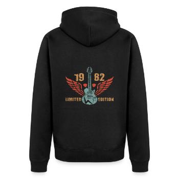Gitarre Gitarrenspieler Gitarristin 1982 - Unisex Premium Bio Zip Hoodie - Schwarz - Hinten - Nico (187cm)