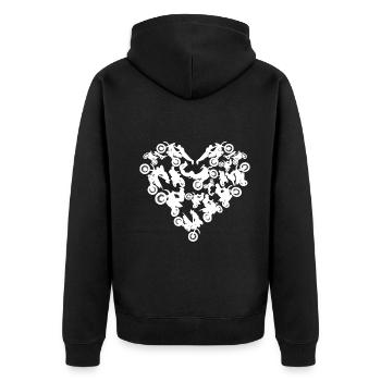 Dirtbike Motocross Heart - Supercross - Unisex Premium Organic Zip Hoodie - black - Back - Nico (187cm)