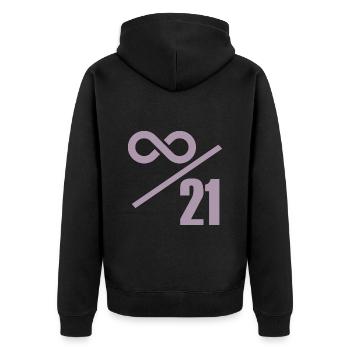 Bitcoin 21 Millionen Limit - Unendlich Wertvoll - Unisex Premium Bio Zip Hoodie - Schwarz - Hinten - Nico (187cm)