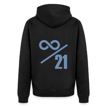 Bitcoin 21 Millionen Limit - Unendlich Wertvoll - Unisex Premium Bio Zip Hoodie - Schwarz - Hinten - Nico (187cm)