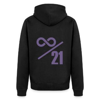 Bitcoin 21 Millionen Limit - Unendlich Wertvoll - Unisex Premium Bio Zip Hoodie - Schwarz - Hinten - Nico (187cm)