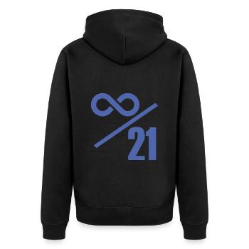 Bitcoin 21 Millionen Limit - Unendlich Wertvoll - Unisex Premium Bio Zip Hoodie - Schwarz - Hinten - Nico (187cm)