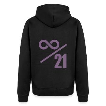 Bitcoin 21 Millionen Limit - Unendlich Wertvoll - Unisex Premium Bio Zip Hoodie - Schwarz - Hinten - Nico (187cm)