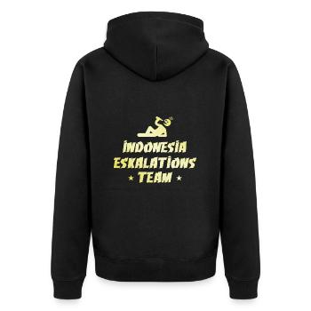Indonesia Escalation - Unisex Premium Organic Zip Hoodie - black - Back - Nico (187cm)