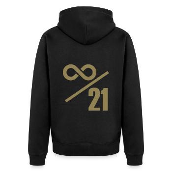 Bitcoin 21 Millionen Limit - Unendlich Wertvoll - Unisex Premium Bio Zip Hoodie - Schwarz - Hinten - Nico (187cm)