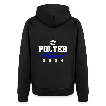 Polterabend 2024 - Unisex Premium Bio Zip Hoodie - Schwarz - Hinten - Nico (187cm)