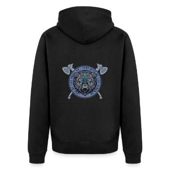 Wikinger Bär Logo – Stärke und Schutz - Unisex Premium Bio Zip Hoodie - Schwarz - Hinten - Nico (187cm)