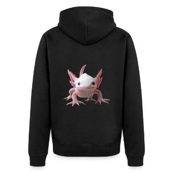 Axolotl - Unisex Premium Bio Zip Hoodie - Schwarz - Hinten - Nico (187cm)