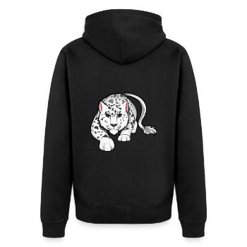 Schneeleopard - Unisex Premium Bio Zip Hoodie - Schwarz - Hinten - Nico (187cm)