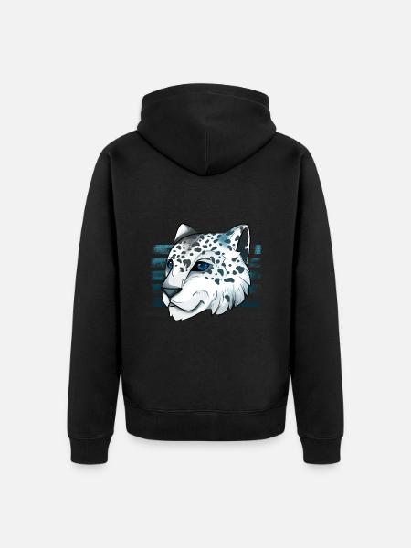Schneeleopard - Unisex Premium Bio Zip Hoodie - Schwarz