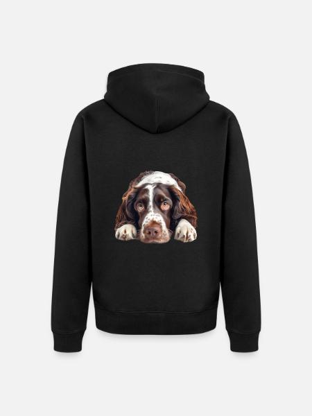 English Springer Spaniel - Unisex Premium Organic Zip Hoodie - black