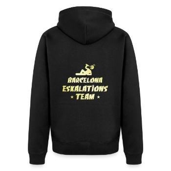 Barcelona Escalation - Unisex Premium Organic Zip Hoodie - black - Back - Nico (187cm)
