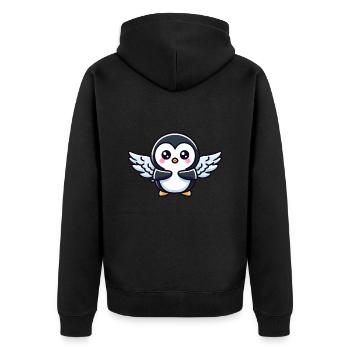 Himmlischer Pinguin Flügelschlag im Eiskalten - Unisex Premium Bio Zip Hoodie - Schwarz - Hinten - Nico (187cm)