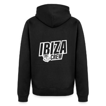 Ibiza Crew Anker Palme Herz Liebe - Unisex Premium Bio Zip Hoodie - Schwarz - Hinten - Nico (187cm)