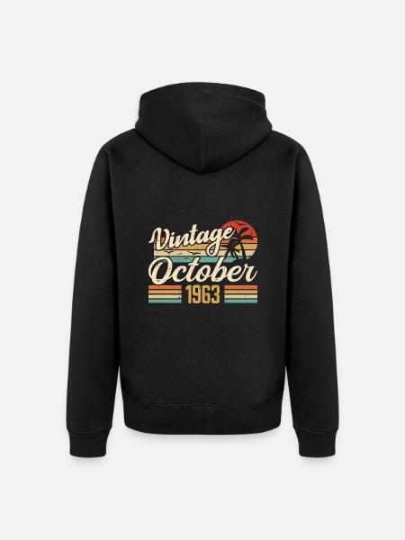 October 1963 Anniversary Gift - 1963 - Unisex Premium Organic Zip Hoodie - black