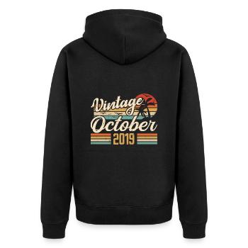 Octobre 2019 Cadeau Anniversaire - 2019 - Veste à capuche bio Premium Unisexe - noir - Dos - Nico (187cm)