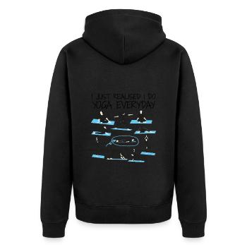 Humor Yoga Geschenk Frauen Mädchen Geschenk - Unisex Premium Bio Zip Hoodie - Schwarz - Hinten - Nico (187cm)