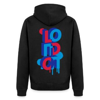 Londres en lettres 3D - Veste à capuche bio Premium Unisexe - noir - Dos - Nico (187cm)