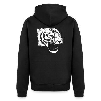 Tiger furious - Unisex Premium Organic Zip Hoodie - black - Back - Nico (187cm)