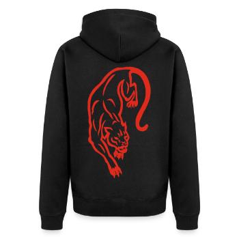 Red Panther Silhouette - Unisex Premium Bio Zip Hoodie - Schwarz - Hinten - Nico (187cm)